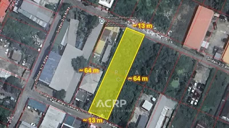 Land for Sale – Corner Plot with Two Road Frontages, Soi Sridan 3/3, near Yellow Line MRT, Samut Prakan