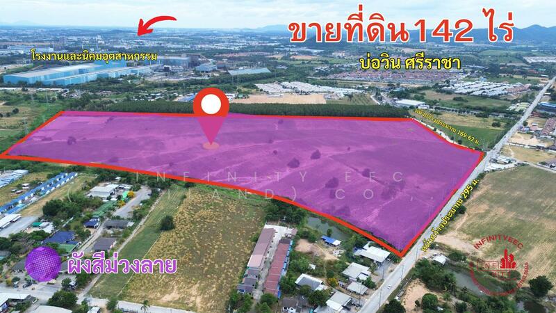 ขายที่ดินสีม่วงลาย ราคาถูก พื้นที่เศรษฐกิจ ใกล้นิคมอุตสาหกรรม บ่อวิน ศรีราชา (In1), Chon Buri (Pattaya)