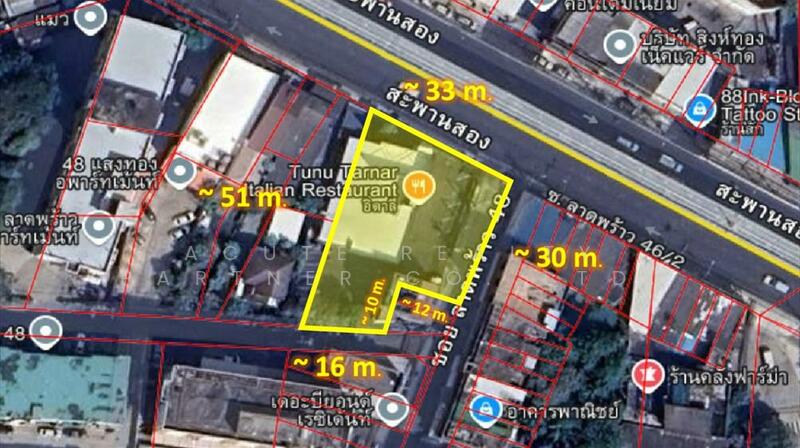 Land for sale on a main road in Lat Phrao area, near Chok Chai 4 BTS station., Bangkok