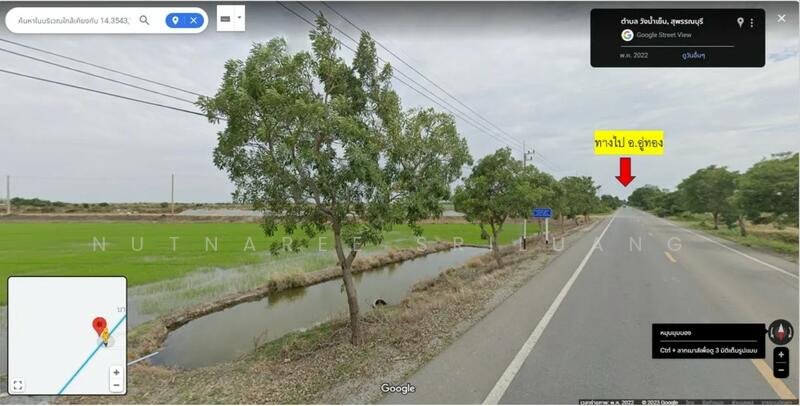Land for Sale in Suphan Buri: Prime Location in Bang Pla Ma Rice field for sale with public road and, Suphan Buri