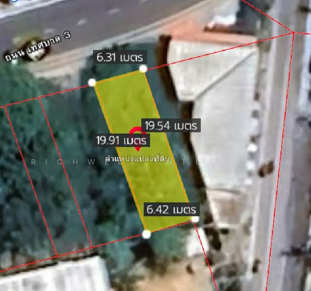 Land for sale in Khlong Kiu, 43 square wah, adjacent to Municipal Road 3,, Chon Buri (Pattaya)