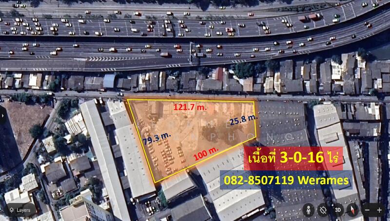 ขาย ที่ดินพระราม 4 เนื้อที่ 3 ไร่ ถนนคอนกรีตกว้างประมาณ 6-8 m. เขตทางกว้าง 20 m. หน้ากว้าง 121 m., Bangkok