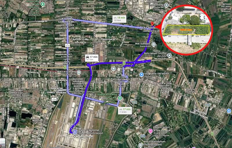 Beautiful rectangular plot of land, 303.3 sq.wa (approximately 1,198.8 sq.m.), already leveled and r, Bangkok