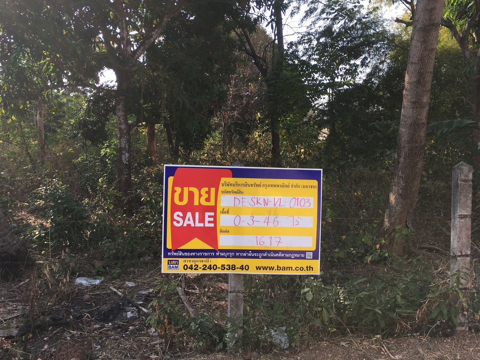 Empty land for sale in Sakon Nakhon province.