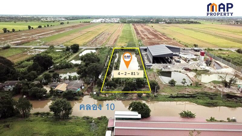 ขายที่ดินติดคลอง 10 เนื้อที่ 4-2-81 ไร่ ด้านหน้า ติดถนน, Pathum Thani