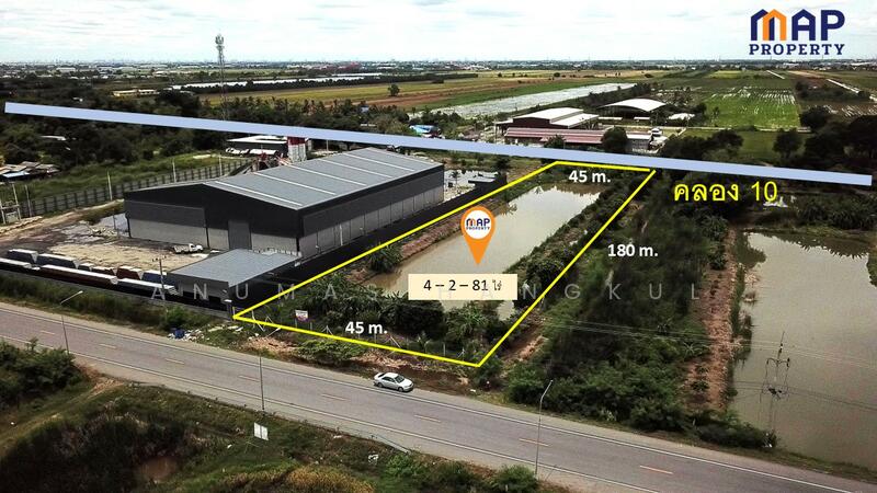 ขายที่ดินติดคลอง 10 เนื้อที่ 4-2-81 ไร่ ด้านหน้า ติดถนน, Pathum Thani