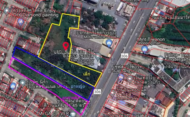 ขายที่ดินติดถนนใหญ่ติวานนท์-ปากเกร็ด 3-1-34 ไร่ เยื้องตลาดดวงแก้วพลาซ่า, Nonthaburi