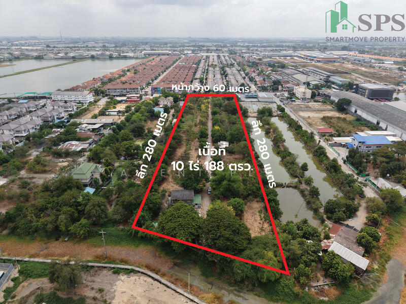 Beautiful land plot for sale, prime location in the heart of Bang Phli, area 10 rai 188 sq.w.,, Samut Prakan