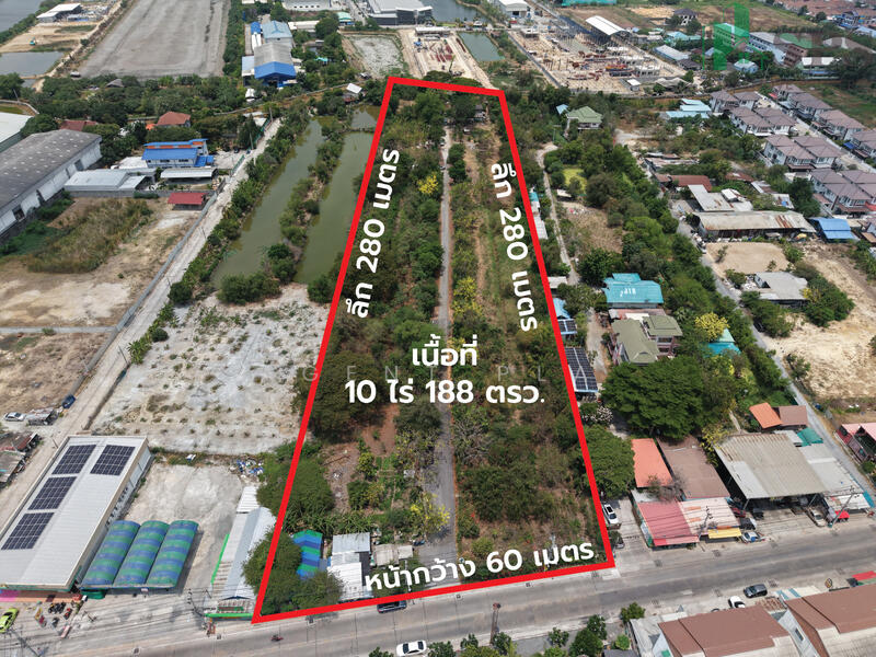 Beautiful land plot for sale, prime location in the heart of Bang Phli, area 10 rai 188 sq.w.,, Samut Prakan