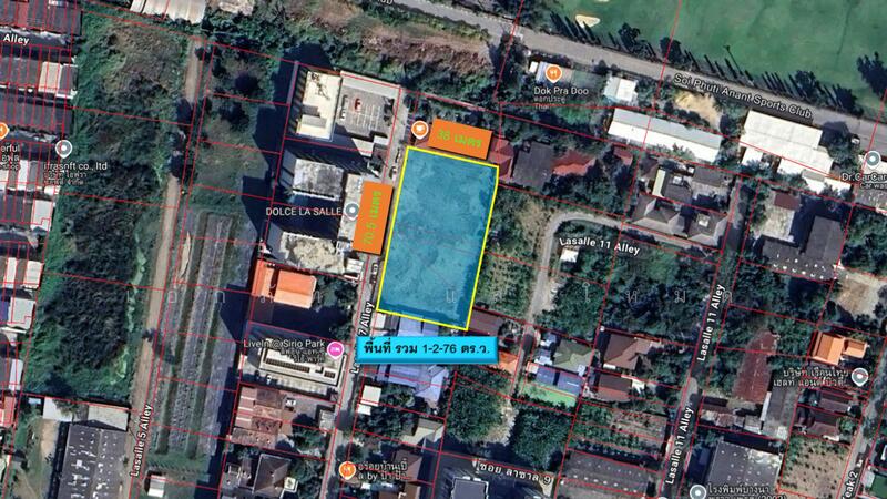 For sale: Beautifully shaped land plot in Lasalle Soi 7, total area 1.5 rai, Bangkok
