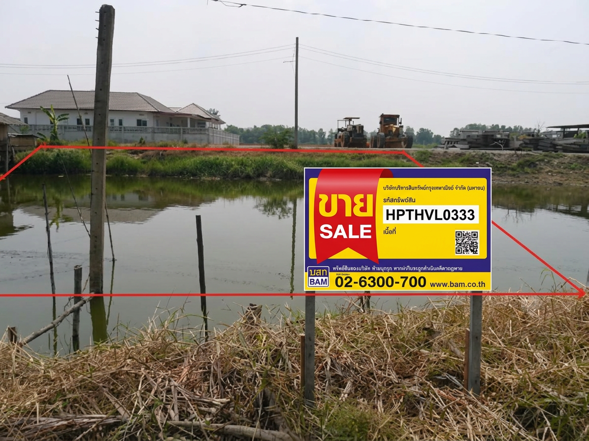 Empty land, 2 riverside roads, Pathum Thani.