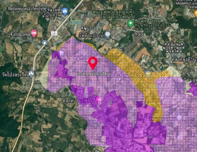 Purple land for sale, 4 rai, Huai Prab - Map Yang Phon, suitable for building a dormitory,, Rayong