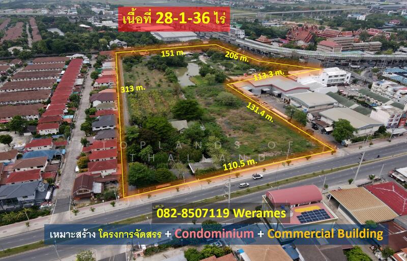 ขาย ที่ดิน มีนบุรี ผังสีส้ม ทำได้ทั้งที่อยู่อาศัย และทำเลค้าขาย เนื้อที่ 28-1-36 ไร่ ถนนกว้าง 35 m., Bangkok